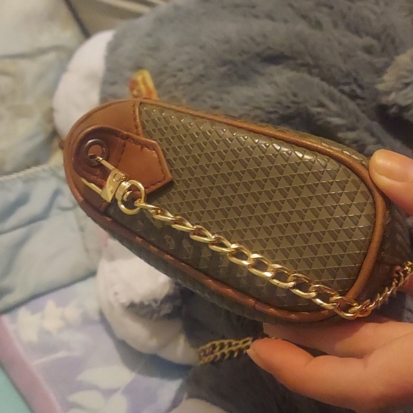 LIZ🔺️CLAIBORNE Vintage 1983 Embossed Logo #1 Olive Green/Brown Bag - Picture 5 of 12